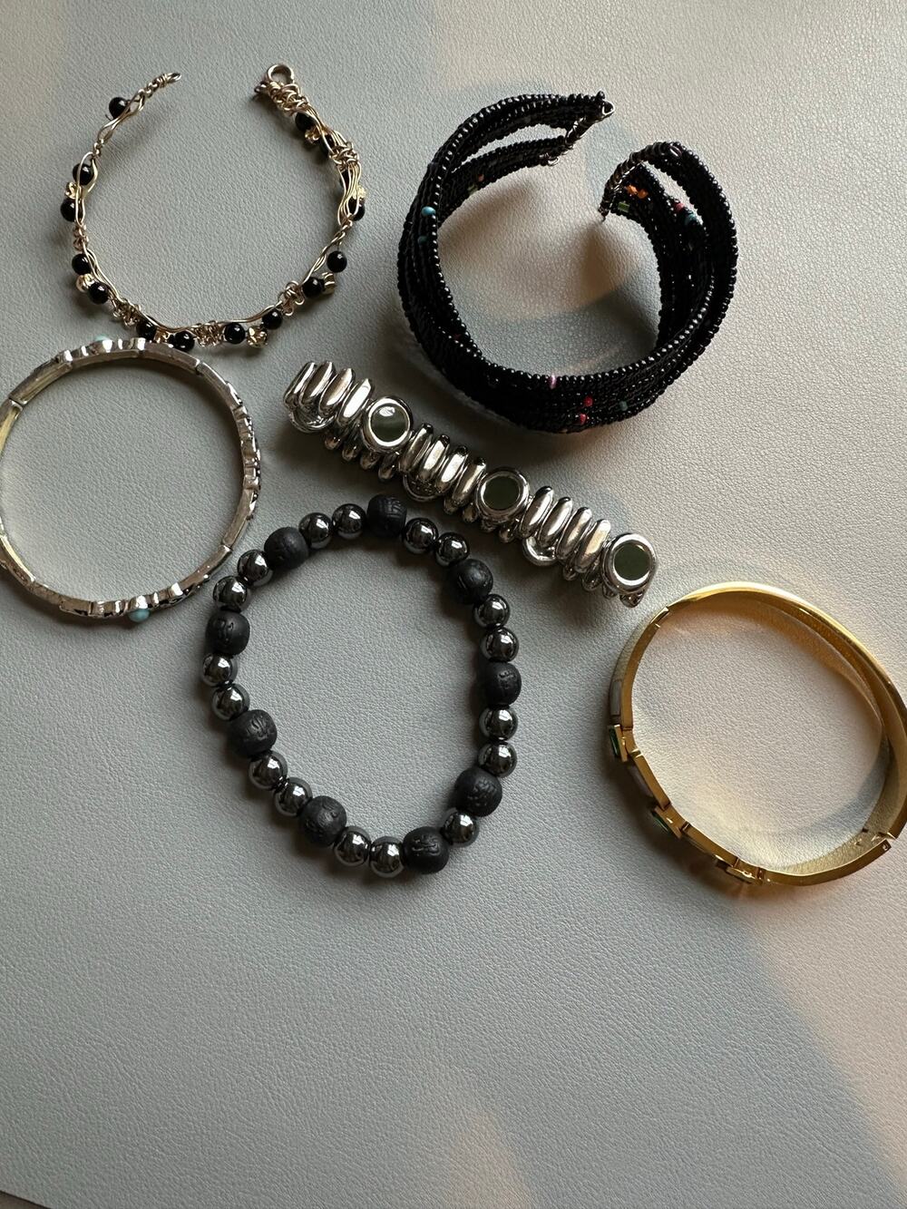 Vintage & Modern Eclectic Bracelet Lot - 6 Pc Mixed Metals,